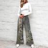 Damen Sommer Boho Palazzo Hose Hohe Taille Weites Bein Blumendruck Freizeithose Mit Taschen