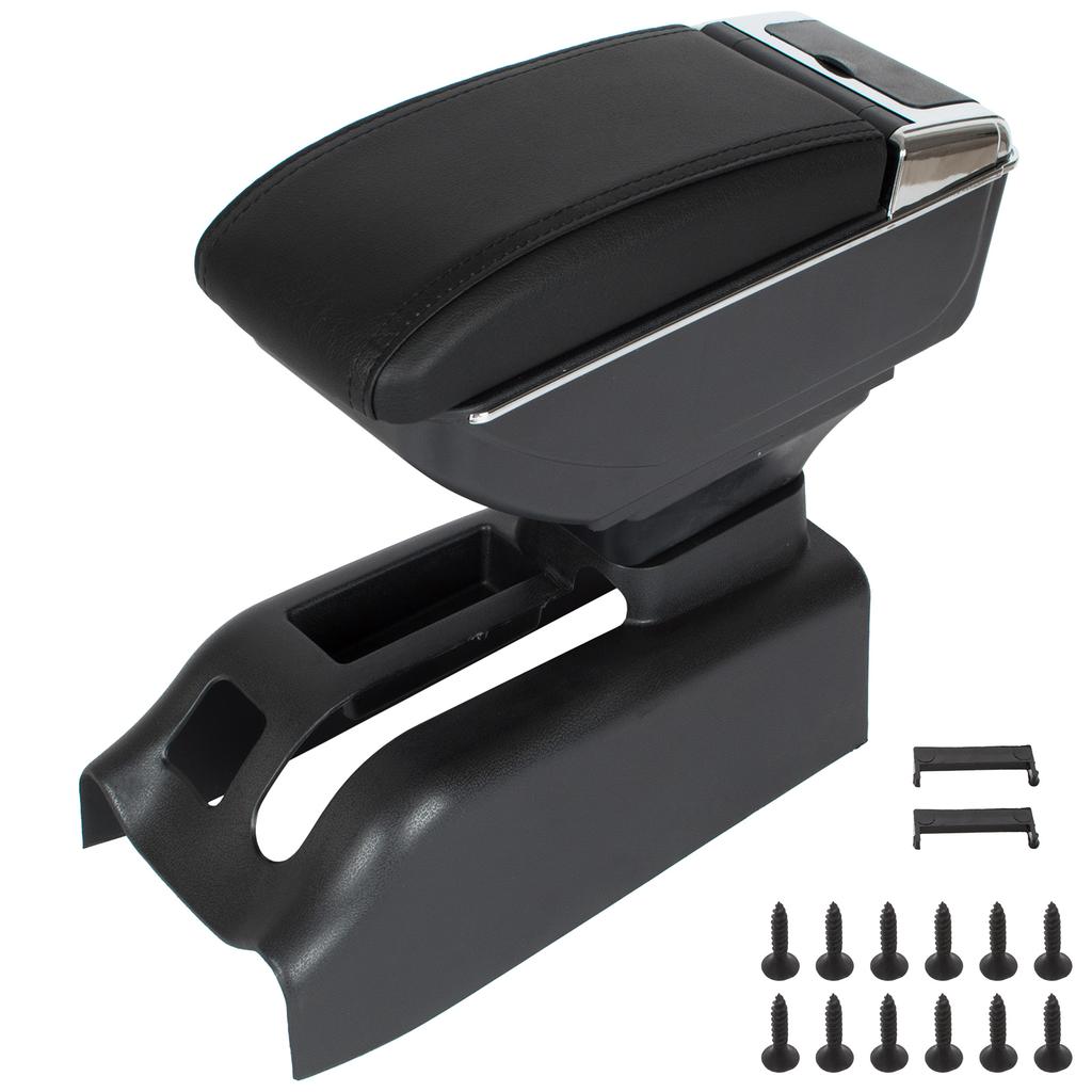 VW Golf IV 97-06 armstöd med förvaringsfack SVART ECO-LÄDER + monteringskit