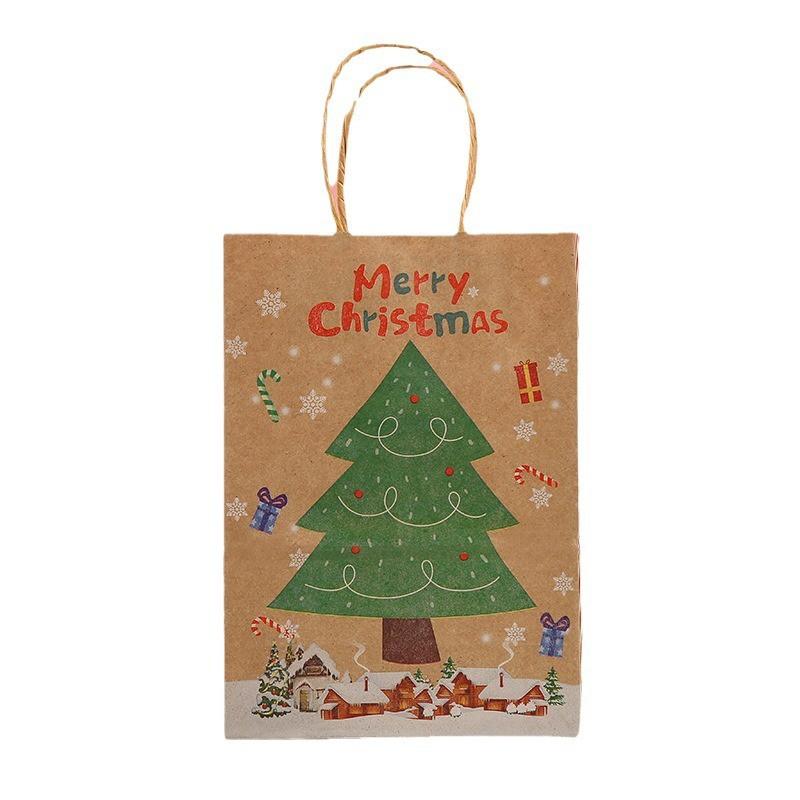 Kraft Paper Gift Bag With Cartoon Design Christmas Birthday Party Favors Handheld