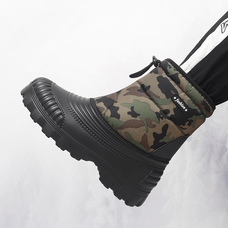 Men's Winter Warm Snow Boots Rubber Hiking Boots Outdoor Mid Calf Camouflage Duck Boots Waterproof  Plus Size