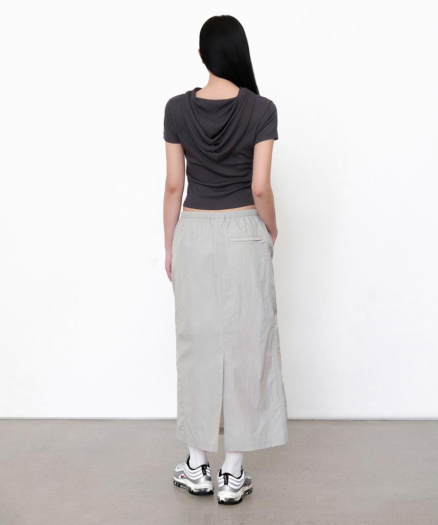 Musinsa Standard Woman Women'S Nylon Elastic Long Skirt [Ash Gray]