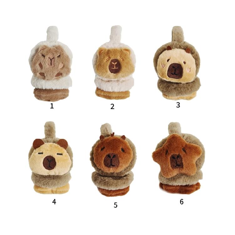 Plush Capybara Ear Warmers Fashion Portable Animal Earmuffs for Women and Girls Foldable Thick Earflaps Accessories