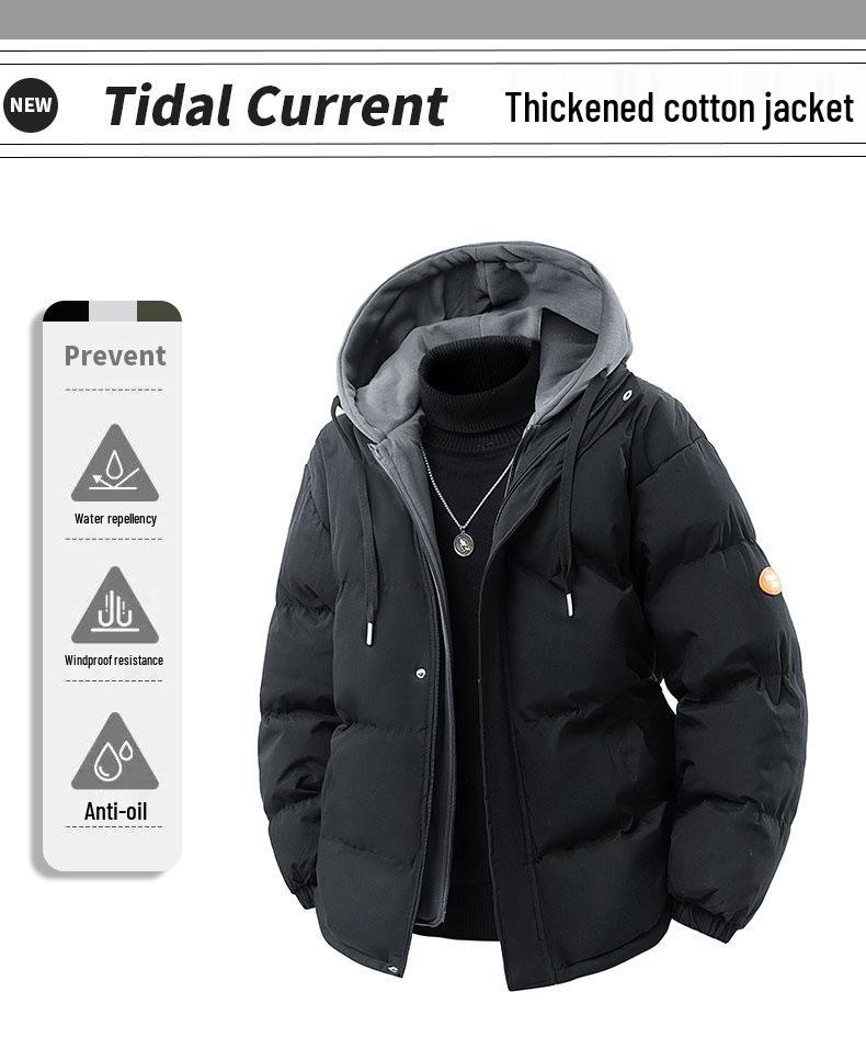 Men's Hooded Cotton Coat Winter 2025 - Thick Faux Two-Piece Warm Jacket