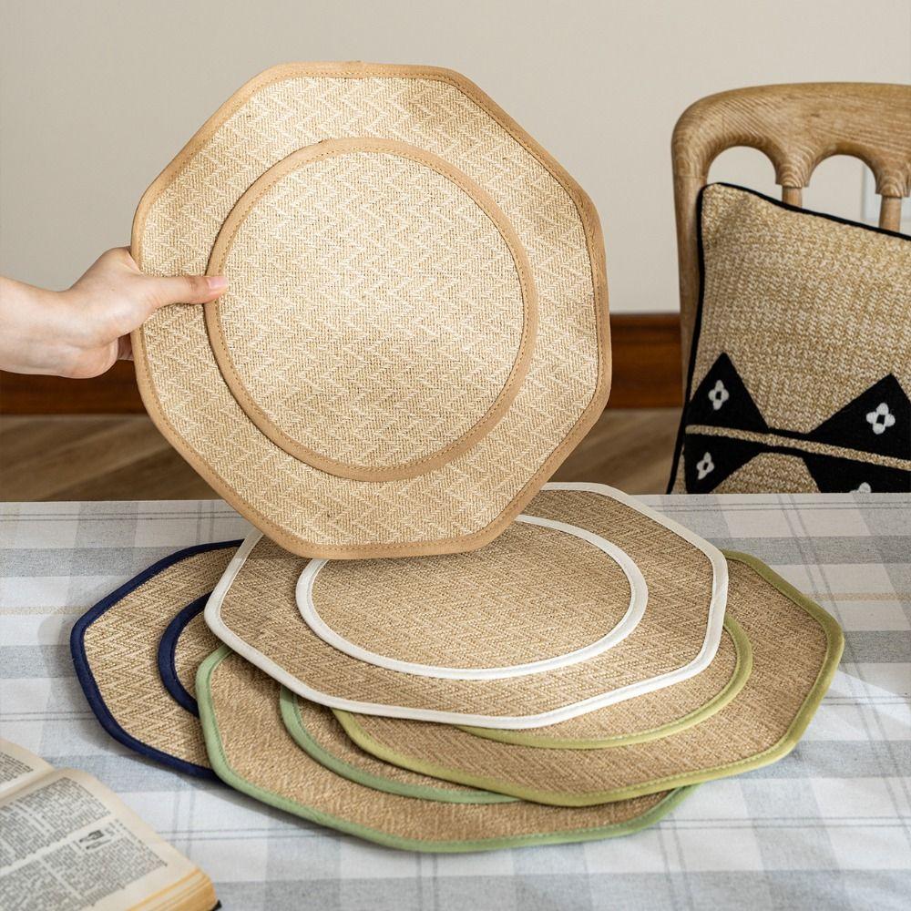 2 Stück Praktisches Rundes Tischset Schützende Leinen Tischuntersetzer Hitzebeständig Auslaufsicher Untersetzer für Zuhause