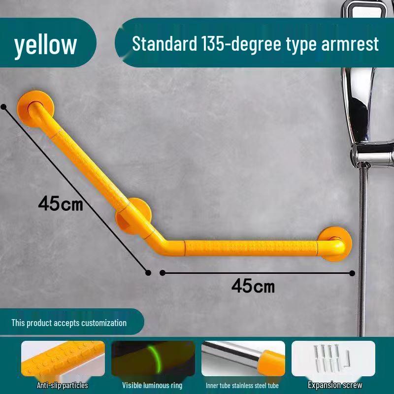 135° Anti-Slip Stainless Steel Bathroom Grab Bar for Elderly - Accessible Stair & Toilet Handrail
