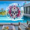 Metal Wind Chime with Rose Skull Butterfly Design for Indoor Outdoor Garden Decor Christmas Thanksgiving Holiday Hanging Ornament