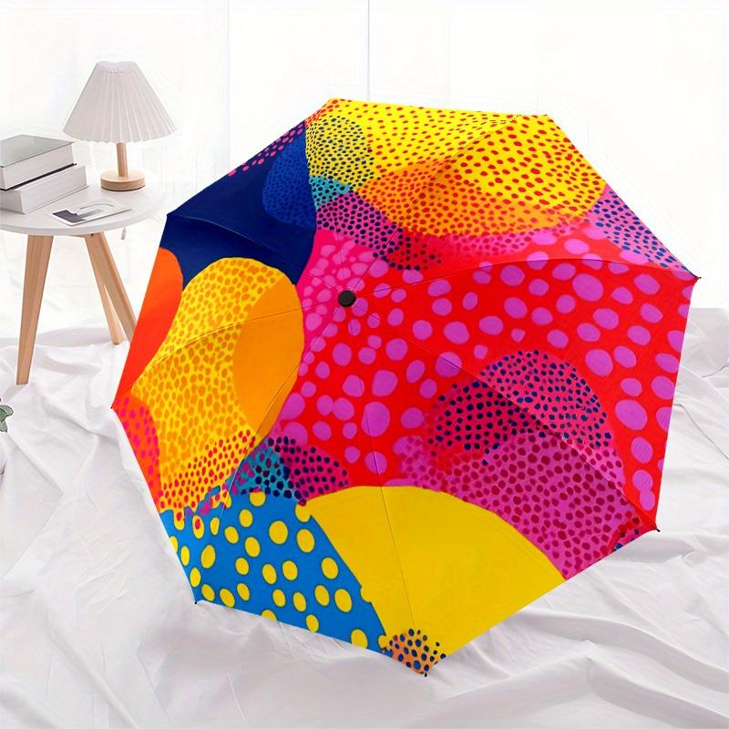 1pc Colorful Dots Pattern Automatic Open, Sturdy Iron Frame, Compact Folding Design, All-Season Portable Umbrella for Women & Men Yy250801115