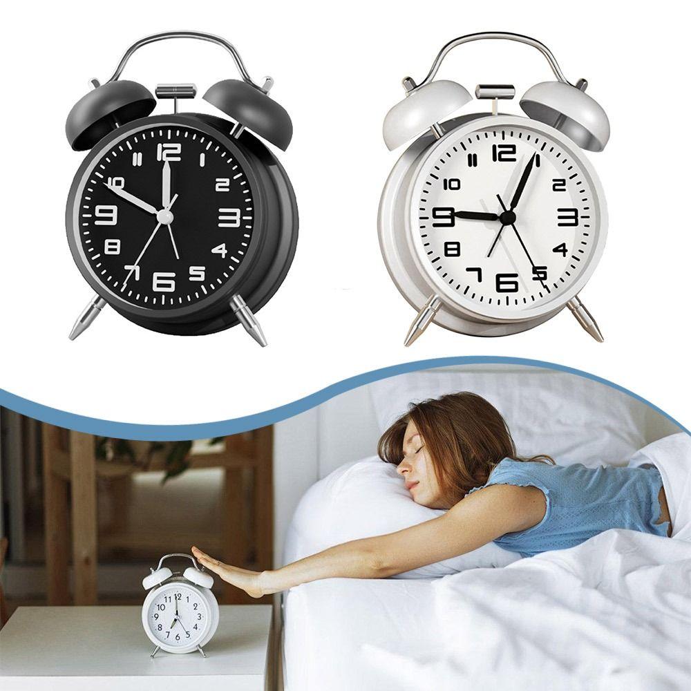 3D-Dial Metal Frame Alarm Clock Black Metal Frame with Matte Finish Twin Bell Loud Alarm Clock