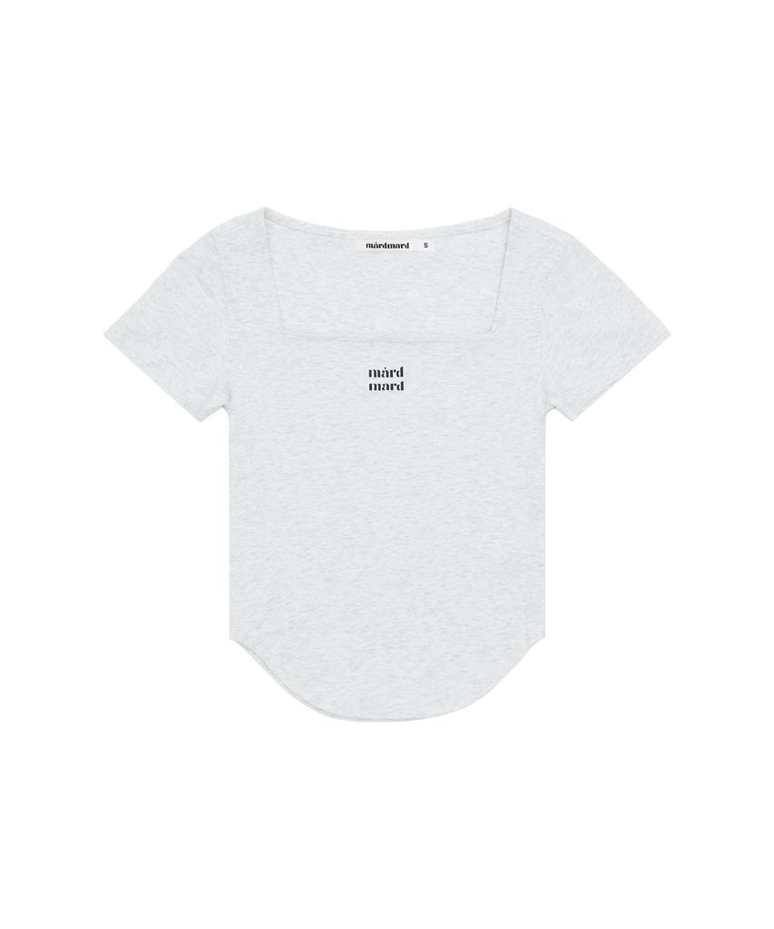MARDMARD Square Neck Curved Crop T-Shirt - Light Gray
