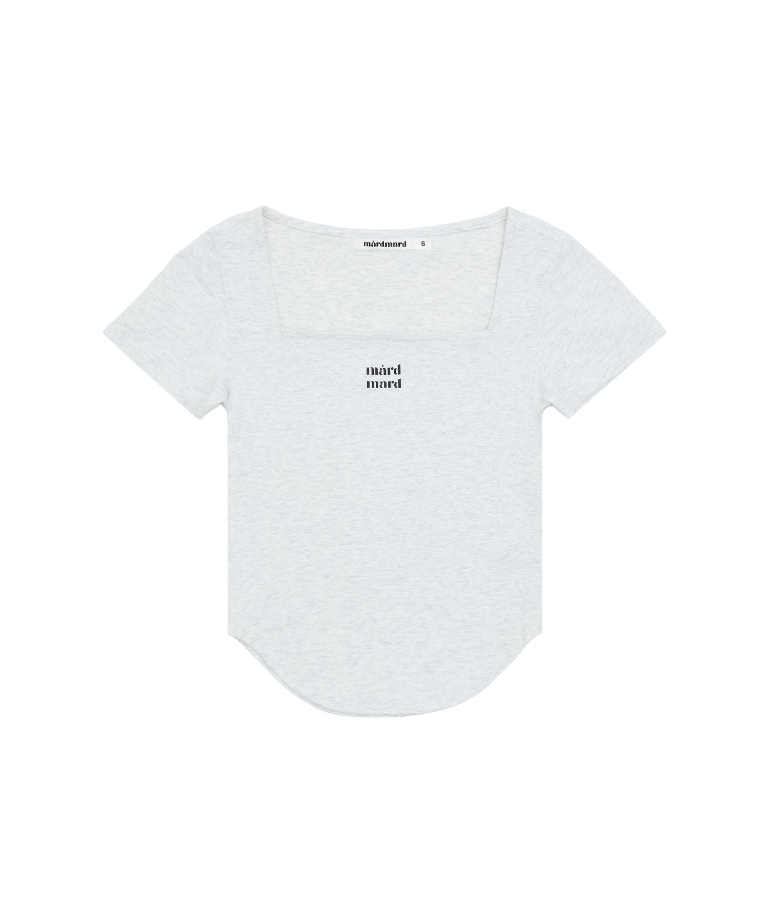 Mad Mad Square Neck Curved Crop T-Shirt - Light Gray Light Grey/S