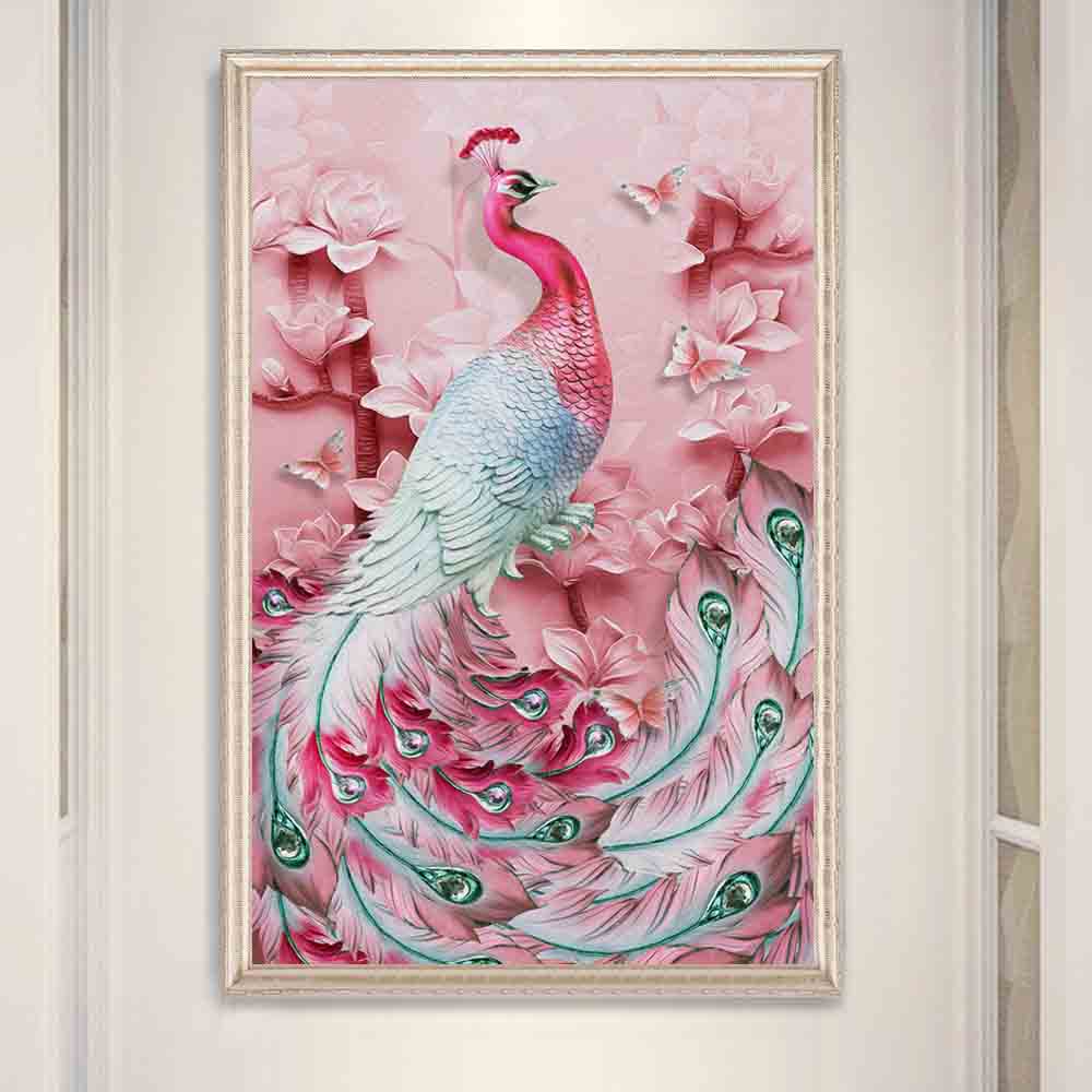 

Animal oil painting Colorful Peacock wall painting art canvas painting living room corridor office home decoration mural No Frame 21*30cm No Frame