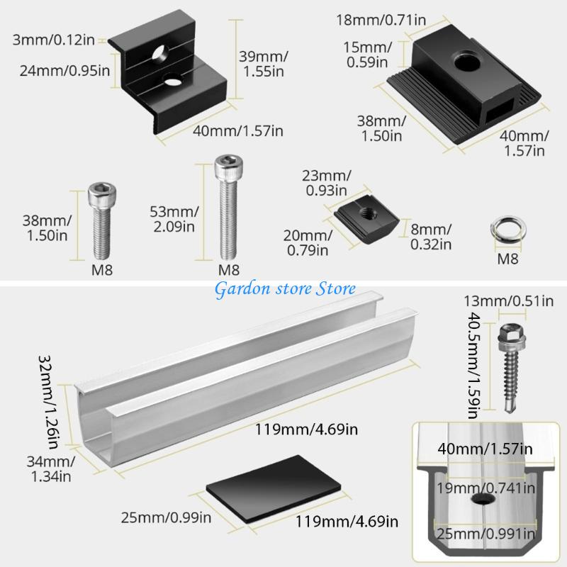 B0KB 6Pieces Aluminum Alloy Solars Panel Mounts for Home and Easy Installations