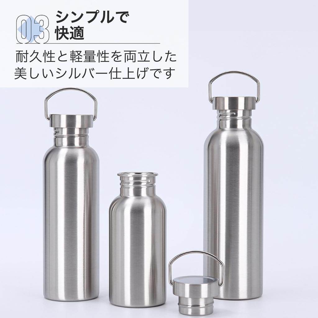 Asdays Thermos, Insulated Water Bottle, Stainless Steel Water Bottle, Leak-Proof, Silver (1000ml)