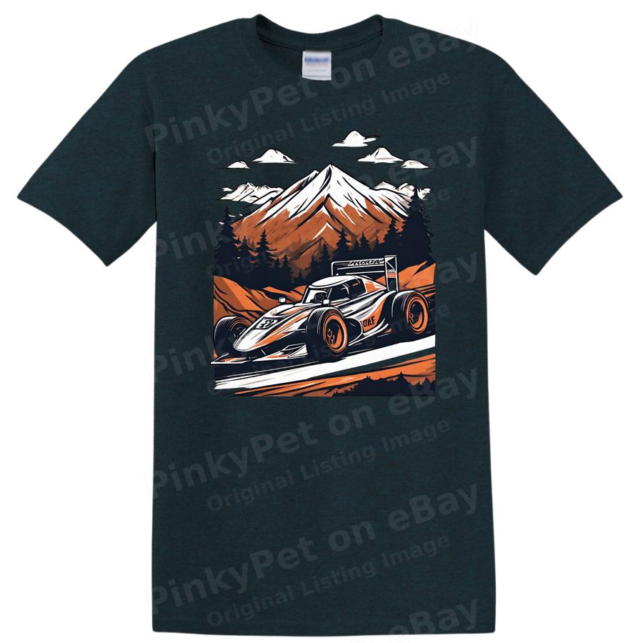 Racing Car T Shirt Mountain Adventure Graphic Cool Tee Vintage Style Art