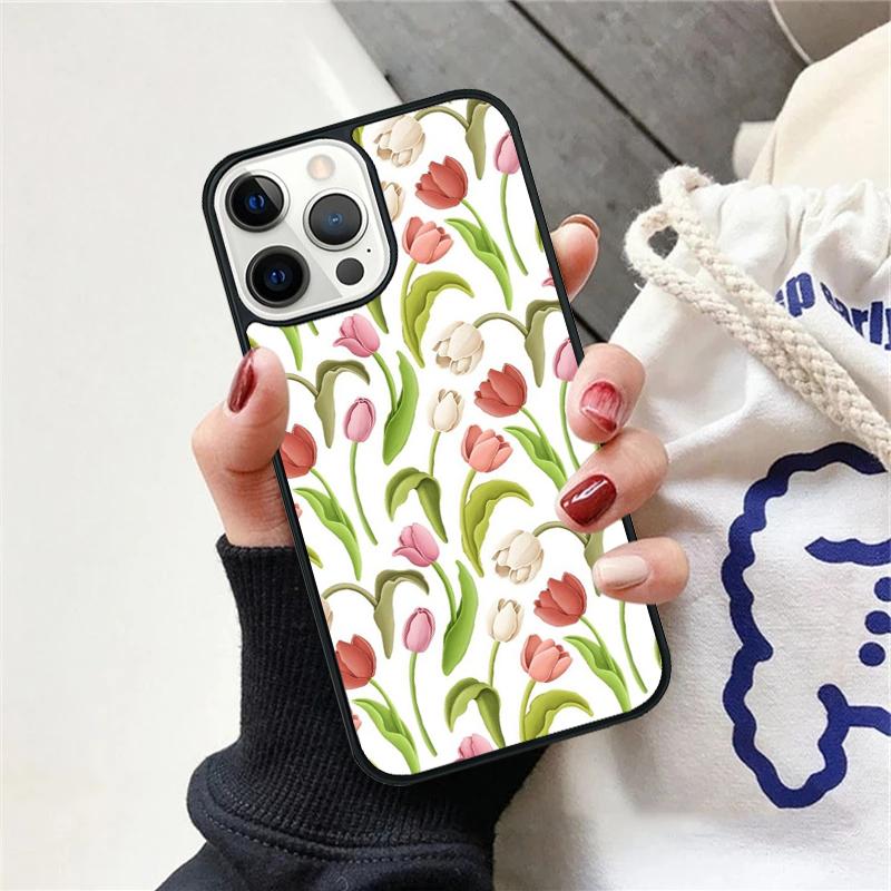 Tulips Flower Spring Phone Case For iPhone 17 Air 15 16 Cover  11 13 14 Pro Max 12 Plus Max Fundas