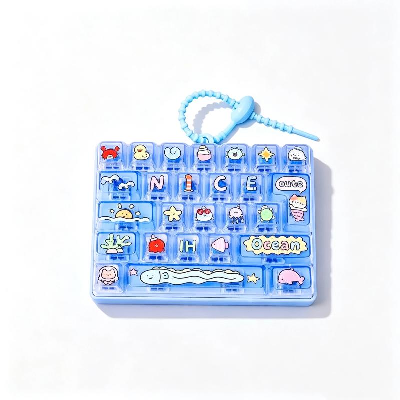1/2Pcs 26 Key Press Button Stress Relief Toy Cute Portable Decompression Fidget Gadget Lightweight Bag Ornament for Outdoor Use