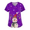 Ladies' Fashionable V-neck Pocket Short Sleeved Christmas Tree Printed Caregiver Uniform