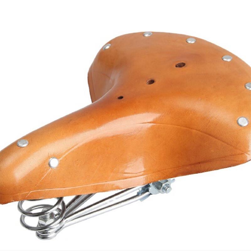 Lishi Vintage Leather Bicycle Saddle with Triple Springs