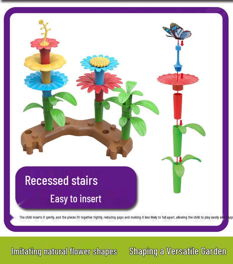Children's Interlocking Flower Garden Building Blocks - DIY Assembly Toy Set