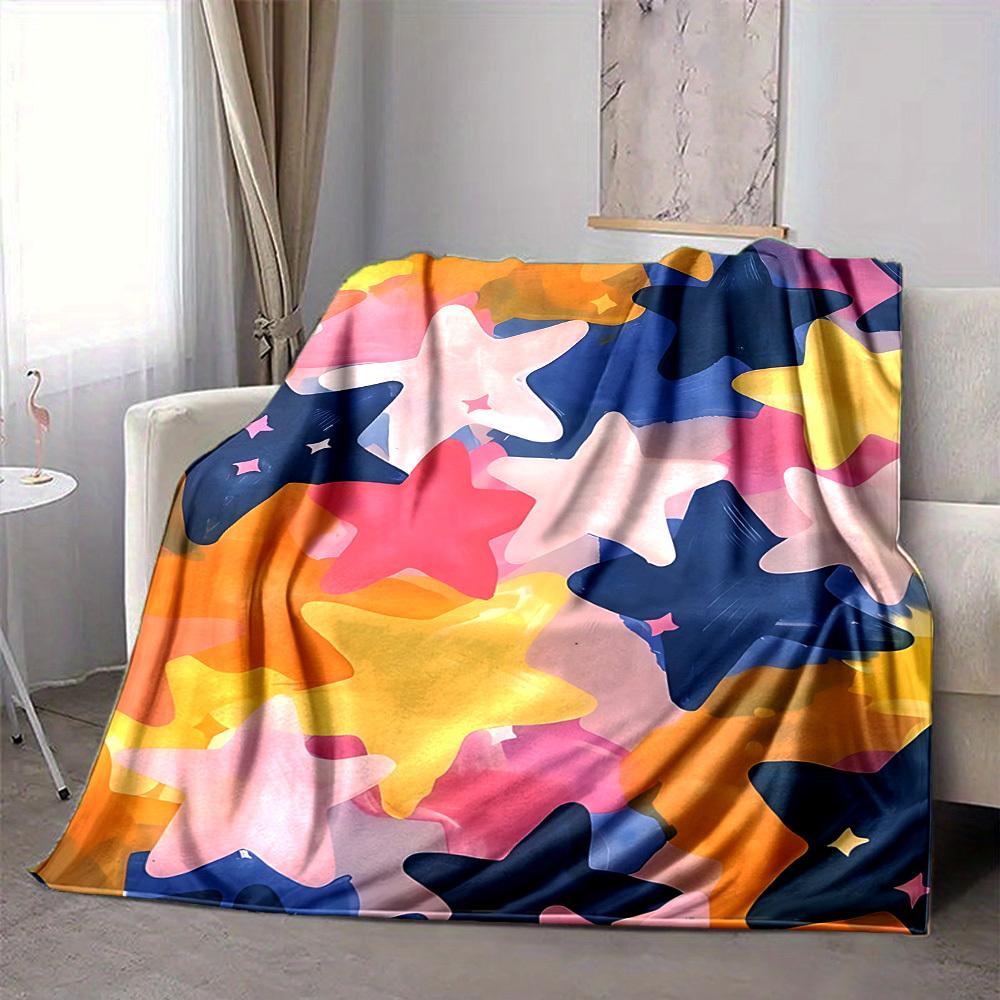 1pc Colorful Stars Blanket Warm,Perfect for Camping And Travel, Making It a Great Gift for Any Season Yy250904186
