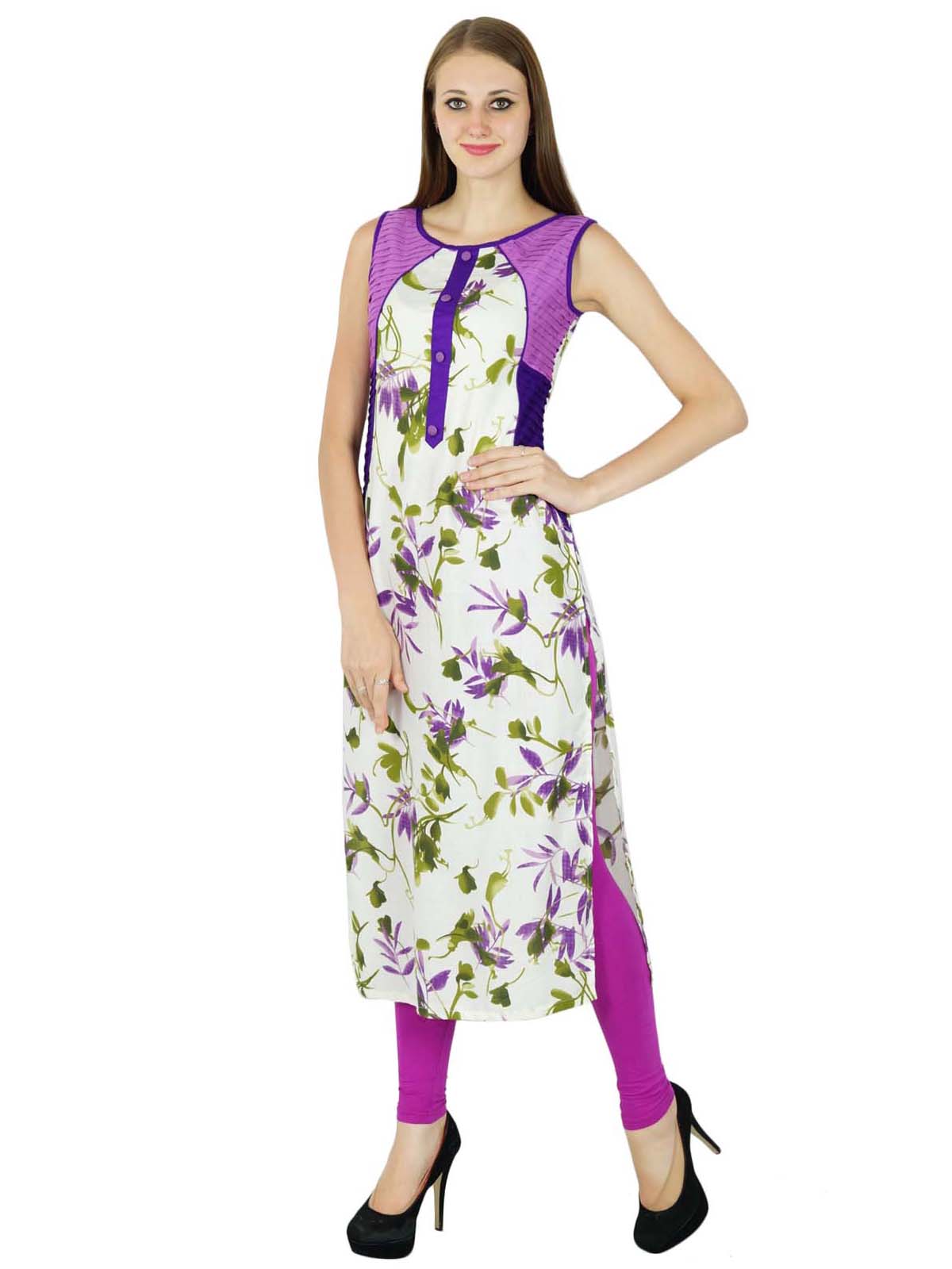 

Ethnic Kurti Indian Women Casual Cotton Designer Bollywood Kurta Top Tunic 26 білий
