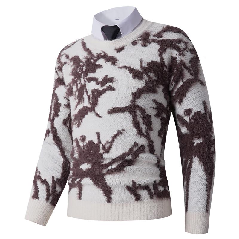 

Autumn Winter Casual Sweater Men s Long-sleeved Loose Base Shirt Top L белый