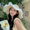 Women's Summer Large Brim Lace Straw Hat Seaside Full Face Beach Breathable Sun Bucket Hat Sun Protection Hat