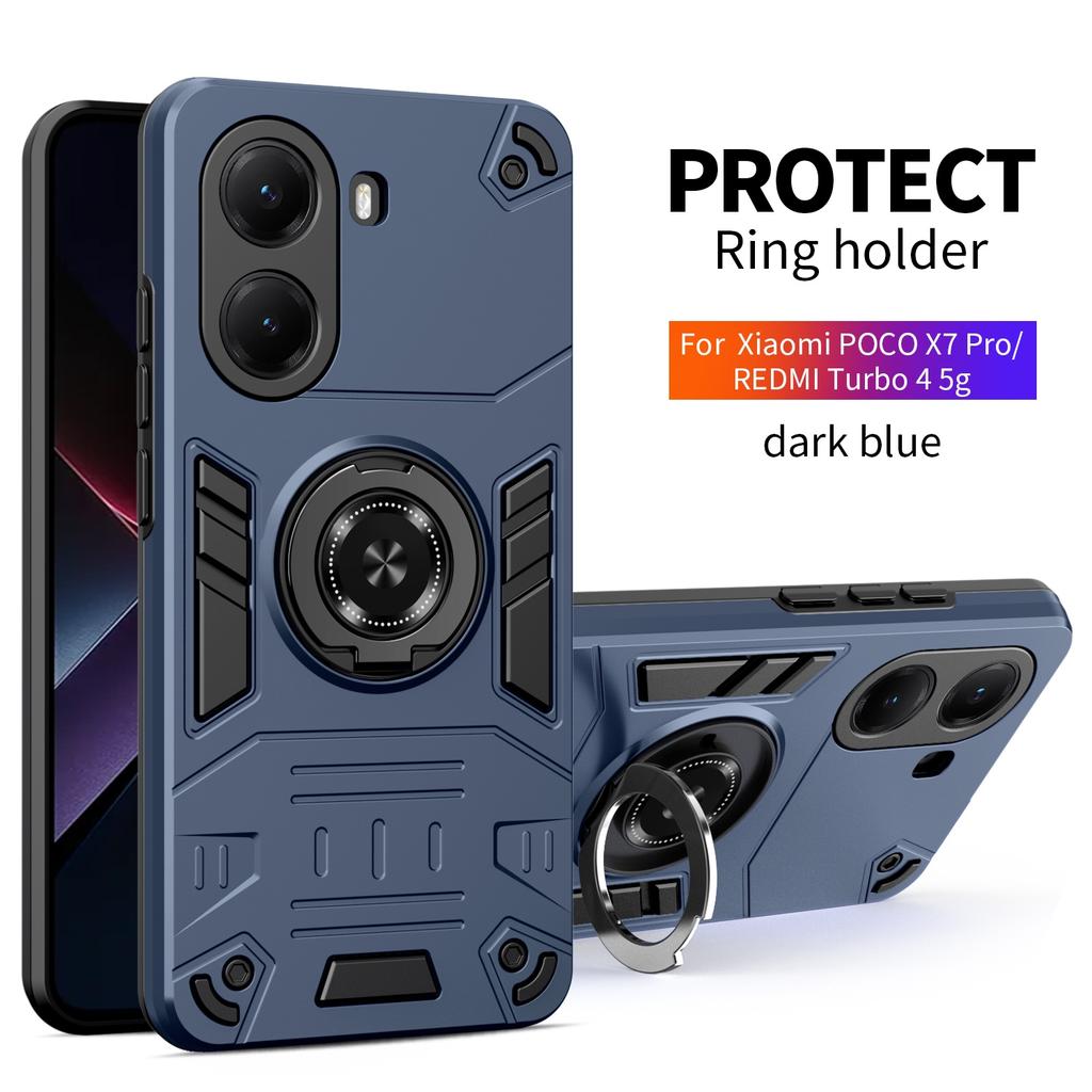 Etui na Xiaomi Poco X7 Pro C75 C71 F7 X7 5G Pancerne Wstrząsoodporne z Pierścieniem Podstawką Uchwyt Skorupa Coque Fundas