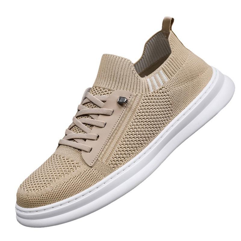 Summer new men's shoes flying woven breathable lazy shoes fashionable versatile simple casual shoes soft sole