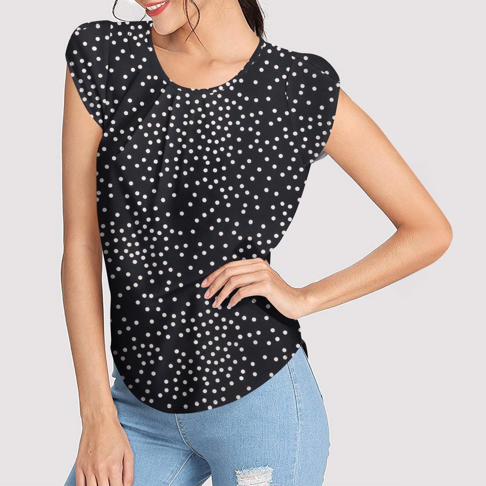 

Жіноча мода Принтовані Короткорукавки Короткорукавки Круглий виріз Повсякденні Топи L чорний