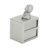 Tooth Box Metal Cute BearShape Storage Case with 2 Drawers for Children Growth Memorial Gift Jewelry Collection(Green Patina )