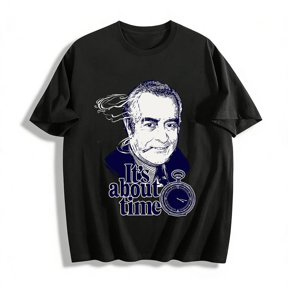 

Vintage Old School Pocket Watch Print Tee Retro Men s Casual Top Pure cotton T-shirt 6XL