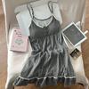 Women's Summer Strappy Cotton Sleep Dress with Padded Bra - Cute and Comfortable Nightgown
