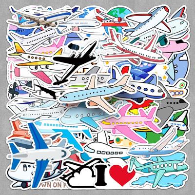 50 Waterproof Aircraft Stickers for Vehicles, Notebooks, Planners, and Luggage - Wind Fresh Style Decorative Set
