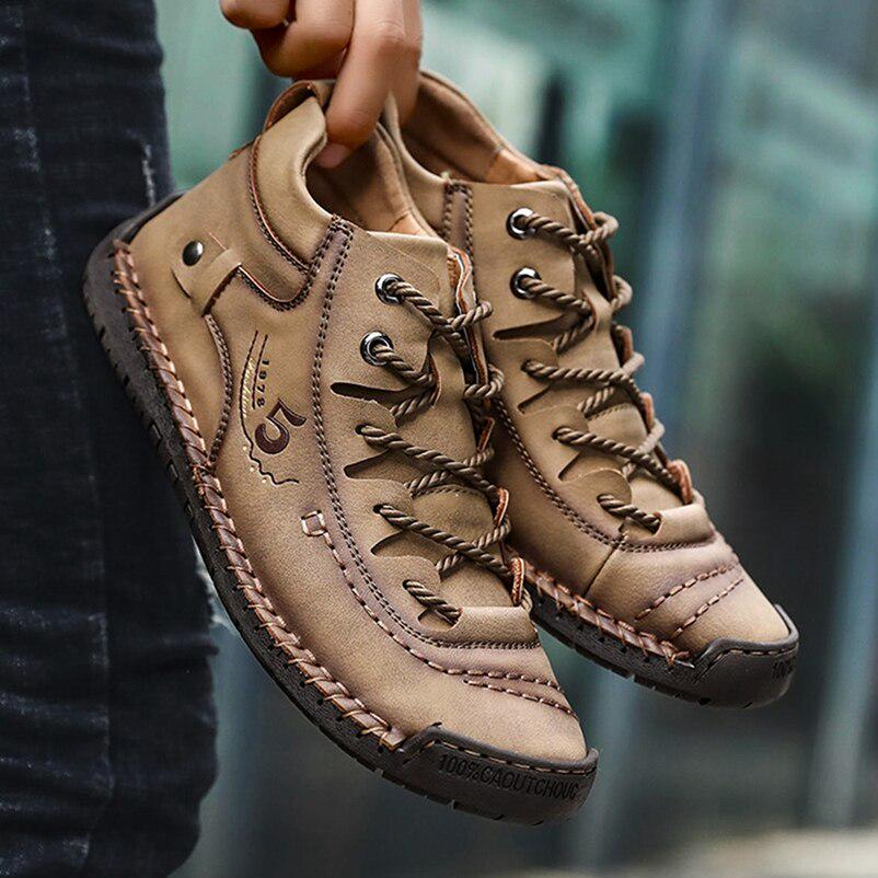 Men Handsewn Bandage Comfortable Martin Boots Men's Peas Casual