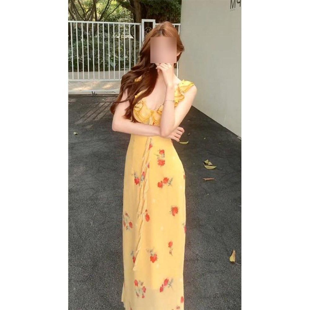 Temperament Floral Suspender Dress Women's 2025 Summer New Vacation Style Beautiful and Thin Skirt Women's Clothing