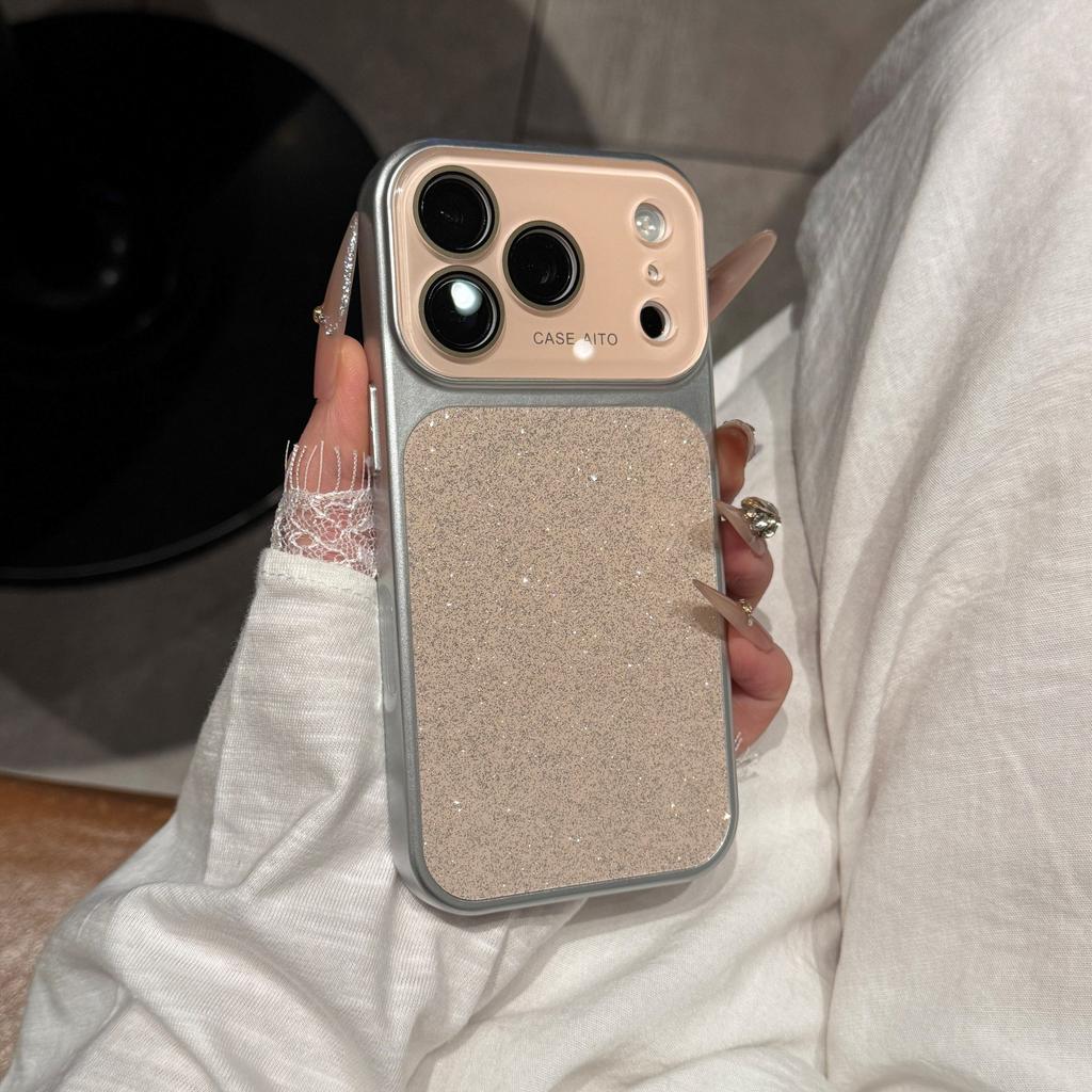 Glitter Gradient Camera Film Protector Case for For Iphone 1 16 17 Pro Max 13 14 17Pro Bling Shockproof Large Window Cover