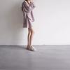 High-End Grayish Purple Linen Long-Sleeve Shirt & Culottes Set