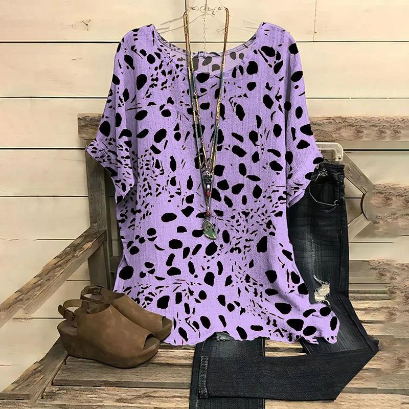 JPNTKY Women s Fashion Casual Short Sleeve O-Neck Blouses & Shirts S фиолетовый