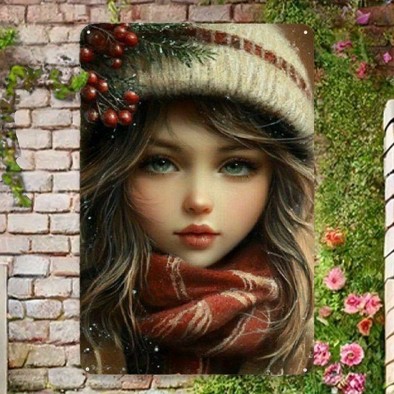 Noel Pin-Up Kızları Metal Tabela, Ofis Hediyesi Duvar Dekoru 20x30cm