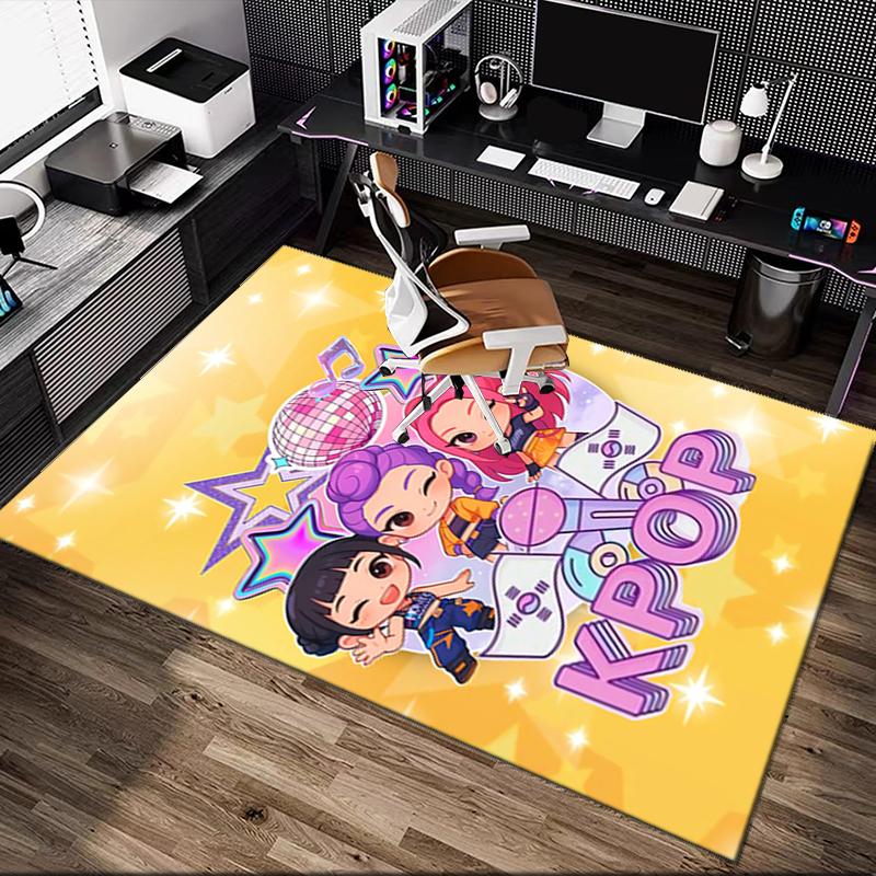 1pc General-purpose Rug, Kpop Demon Hunters Printed Area Rug, Comfortable Office Chair Carpet, Home Entrance Floor Mat