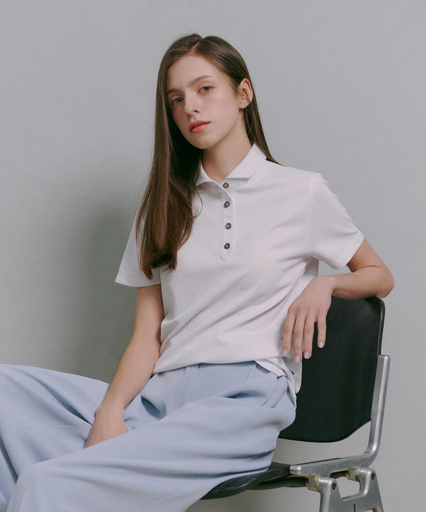 Martin Valen Seersucker Embossed Collar Shirt_White