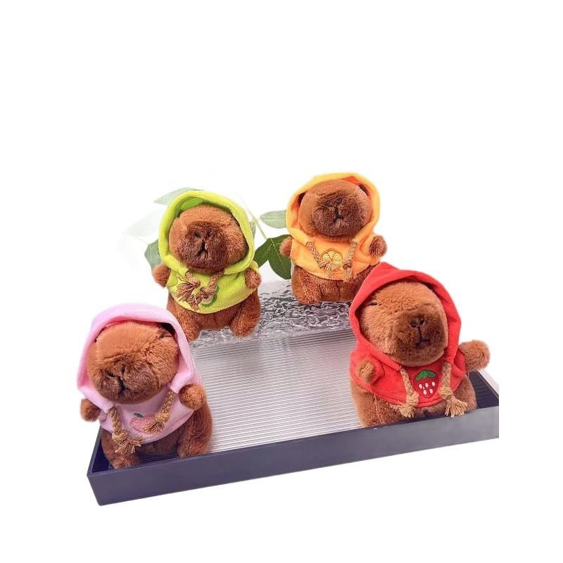 Adorable Plush Capybara Doll Keychain With Colorful Hoodie Perfect For Gifts
