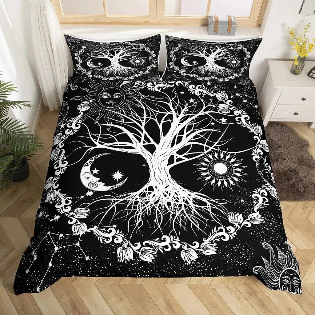 Tree of Life Duvet Cover Set Natural Scenery Bedding Sets Teen Adult Botanical Comforter Cover Autumn Leaves Quilt Set Full Size