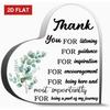 2D Flat, Heart-Shaped Thank You Gift with Elegant Cursive Lettering & Eucalyptus Leaf Design - 2D Flat Appreciation Plaque for Women, Men, Coworkers -