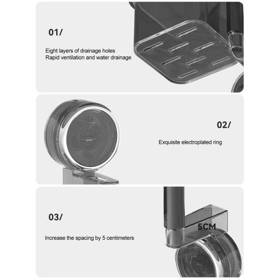 Suction Cup Storage Rack with Drainage Holes Large Capacity Rotating