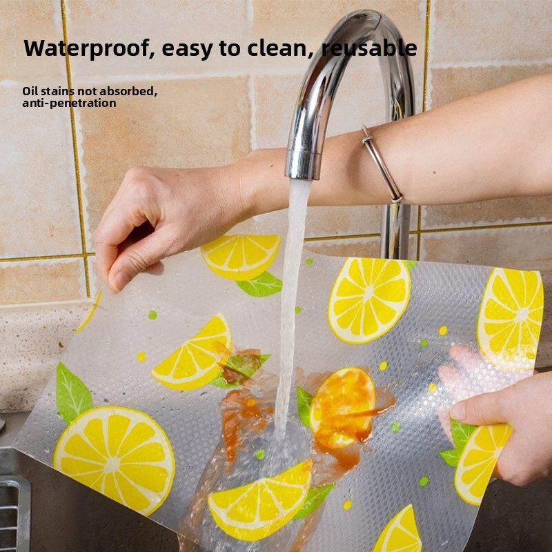 4PCS No Residue Refrigerator Pad Waterproof Anti-oil Cuttable Washable Kitchen Placemat for Shelf Drawer Liner