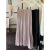 French glossy satin pleated fishtail skirt elegant temperament high waist pleated A-shaped skirt high-end long skirt