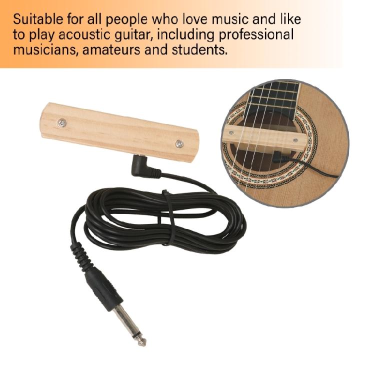 Guitar Bass Pickup Amplifier, Guitar Soundhole Wood Pickups with 6.35mm Jacks