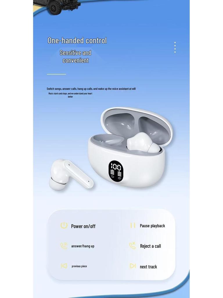 New In-Ear Bluetooth Headphones with Digital Display Case: High-Quality Sound, Ultra-Long Battery Life, and Low Latency.